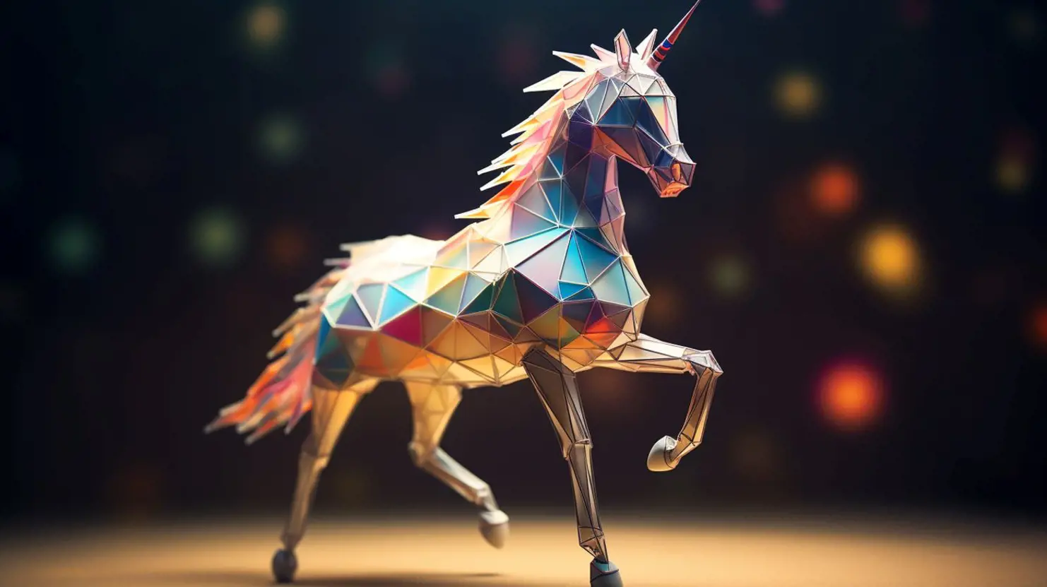3D Mythical Unicorn With Poly Style 1395